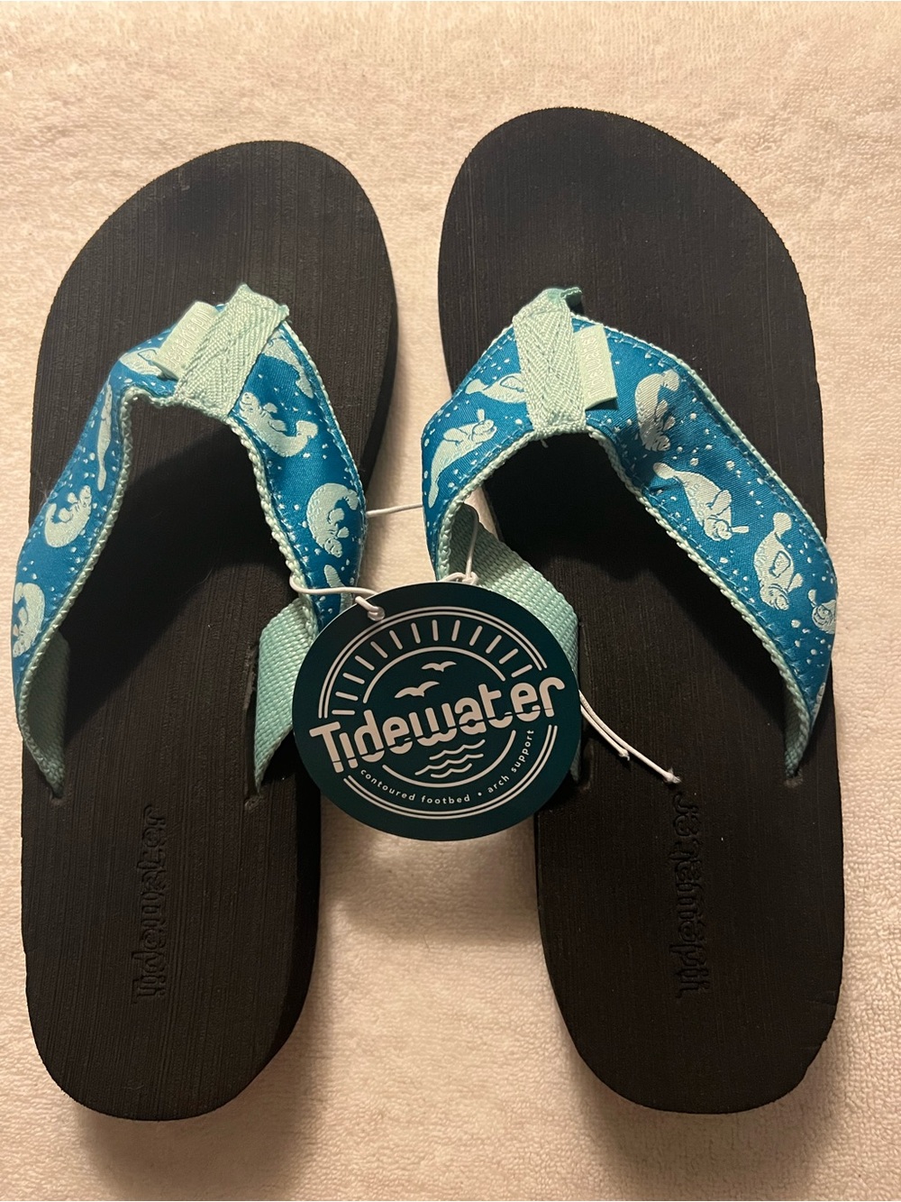 Tidewater Manatee Print Flip Flops
